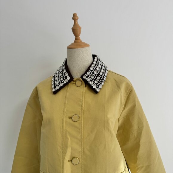 Veronica Beard Arlen Crystal Collar Cotton Dickey Coat - Picture 6 of 14